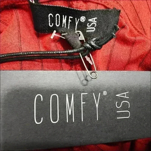 Comfy USA Midi Dress Red Women's Small Long Sleeve Modal Relaxed Fit Striped - Picture 3 of 3